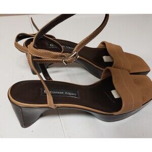 Etienne Ainger Women's Open Toe Sandal Strapped Leather Tan Sz 9.5N PO Excellent